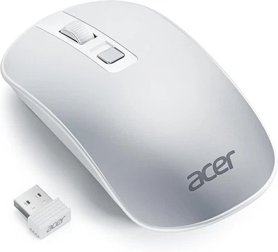 acer Wireless Mouse, Computer Mouse with 2.4GHz USB Receiver, Silver  - Image 1 of 4