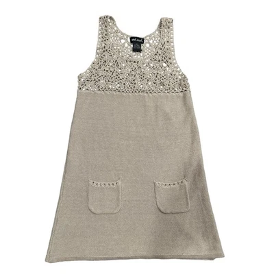 Vestido sin mangas tejido a ganchillo con sello húmedo bolsillos informal cómodo mediano Foto 1 de 4