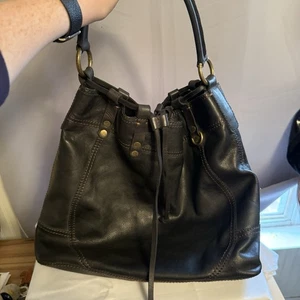 Lucky Brand große schwarze Leder Hobo Schulter Kordelzug lässig Tasche Handtasche - Bild 1 von 18