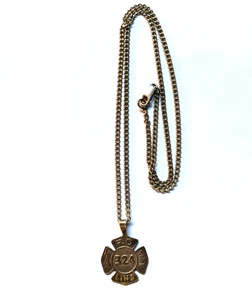 Vintage Sterling Silber Feuerwehr 324 Medaille Anhänger Halskette - Bild 1 von 5