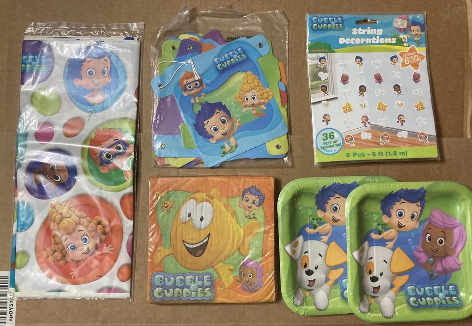 16 ct BUBBLE GUPPIES Birthday Party Table Supplies Plates Napkins Streamers More - Image 1 of 1
