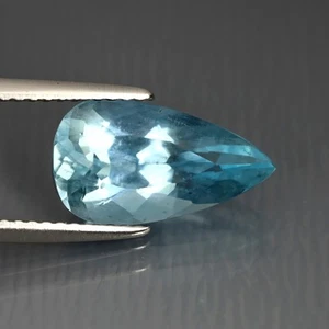 3,04 ct Birnenschliff (14 x 8 mm) Brasilien natürlicher himmelblauer Aquamarin loser Edelstein - Bild 1 von 2