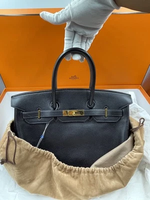 HERMES Birkin 35 Bolso de Mano Togo Cuero Negro Usado GHW Caja Original Juego Completo.  Foto 1 de 4
