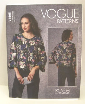 Vogue 1668 Koos Couture Lined Jacket w/ Snaps Misses' S-XL (8-22) Pattern Uncut - Image 1 of 3
