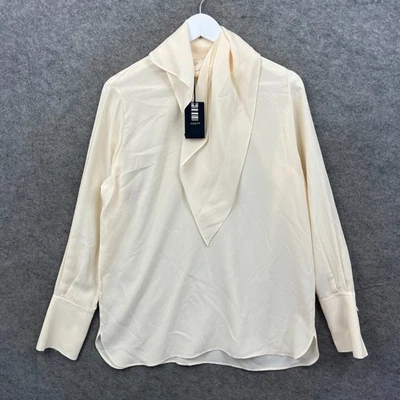 Joseph Shirt Womens UK 12 Beige Geoff 100% Silk Toile Blouse Scarf Neck BNWT - Image 1 of 4