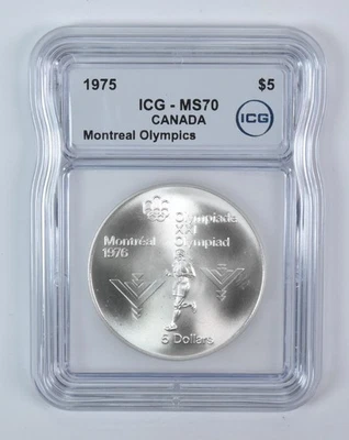 1975 Canada 5 Dollars Silver Montreal Olympics Marathon MS70 ICG - Image 1 of 4
