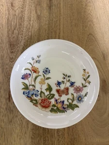 Vtg Aynsley England Cottage Garden White Bone Floral 4.25” Plate Trinket Dish - Picture 1 of 9