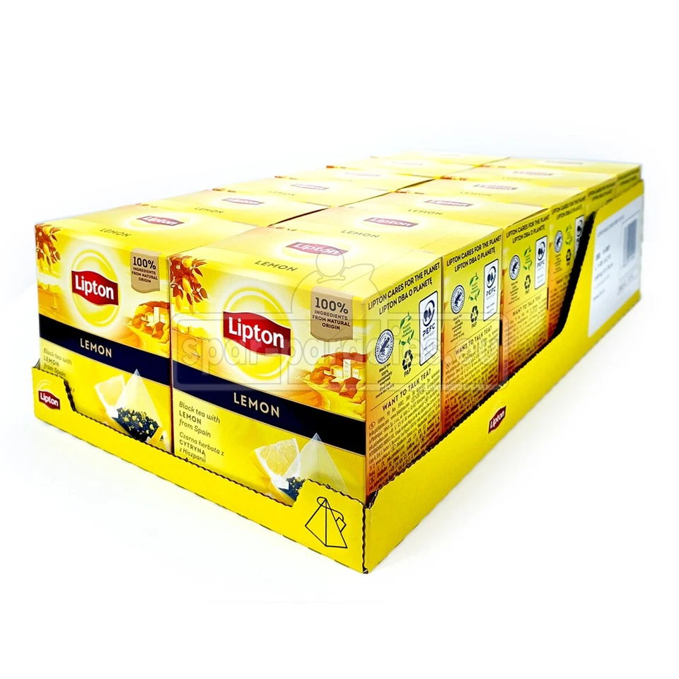 (78,43 EUR/kg) 240x Lipton Tee Pyramiden Teebeutel Schwarztee Lemon Zitrone Tea - Bild 1 von 3