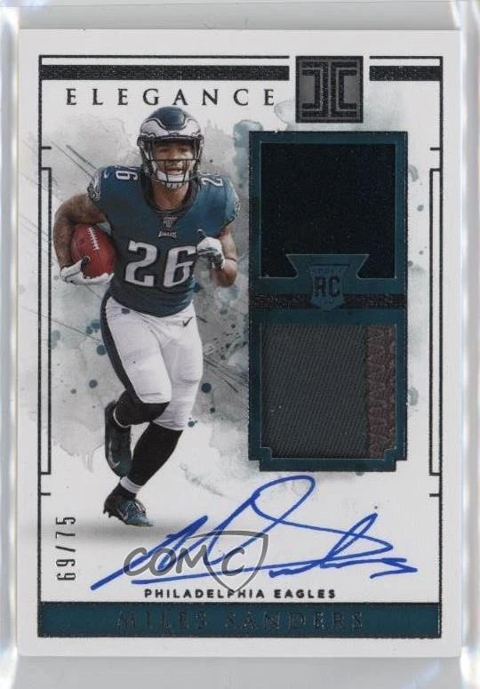 2019 Panini Impeccable Elegance /75 Miles Sanders #125 Rookie Auto RC - Image 1 of 2