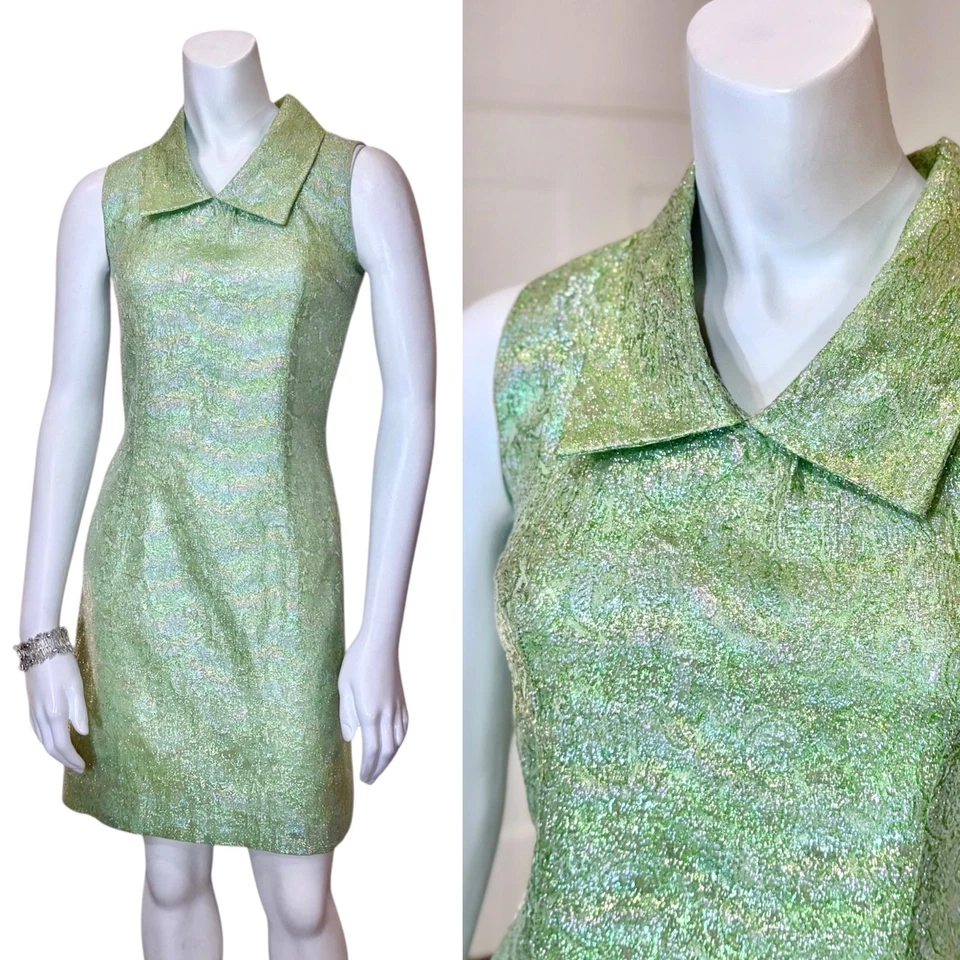 Vintage 60’s PSYCHEDELIC PARTY DRESS XS Paisley Metallic Mid Century Cocktail - Image 1 of 4