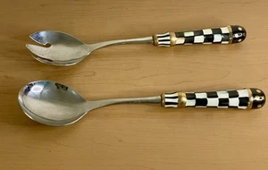 Mackenzie Childs Courtly Check Serving Set -Spoon And Fork - Picture 1 of 7