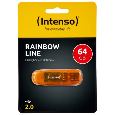 kQ Intenso Rainbow Line Stick 64 GB USB 2.0 Speicherstick 64GB orange