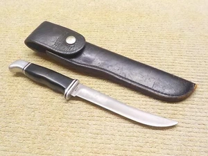 Vintage Buck 121 Fisherman, Inverted 2 line BUCK USA , Leather Sheath - Picture 1 of 10