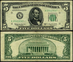 FR. 1965 K* $5 1950-D Federal Reserve Note Dallas K-* Block VF Star - Picture 1 of 3