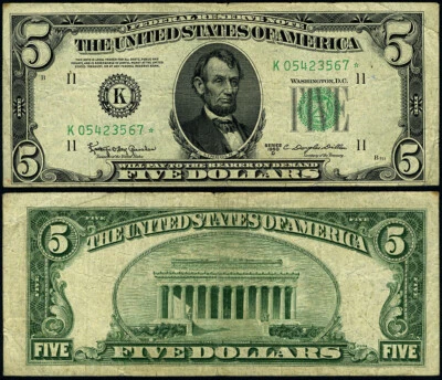 FR. 1965 K* $5 1950-D Federal Reserve Note Dallas K-* Block VF Star - Image 1 of 3