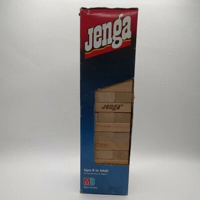 Vintage 1986 Jenga by Milton Bradley Wooden Block Balancing Game In Box Estate - Image 1 of 4