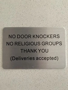 Aluminium No Door Knockers Door Sign Sticker Self Adhesive Au Stock - Picture 1 of 3