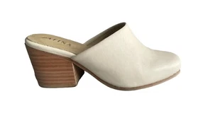 Portland Leather Company Pátina Punta Cerrada Tacón Bloque Mules Zapatos Talla 6 Crema - Imagen 1 de 9