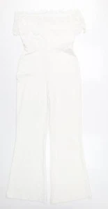 Missguided Womens White Polyester Jumpsuit One-Piece Size 10 L31 in Pullover - Picture 1 of 10