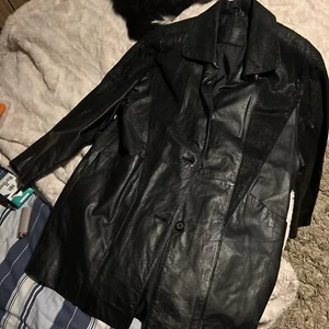 JACQUELINE FERRAR Leather Jacket Soft Black Button Up Fitted Size Small - Picture 1 of 5