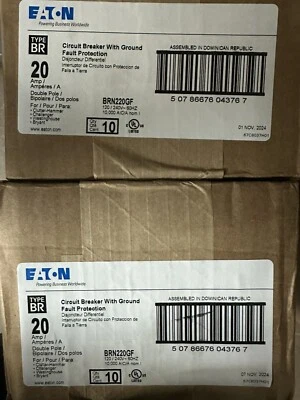 1PC Eaton BRN220GF - BR 2 Pole 20A 120/240V Circuit Breaker GFCI Ground Fault