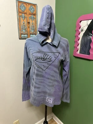 Womens Medium Pizza Evil Eye Purple Tie Dye Bohemian Festival Lighweight Hoodie - Image 1 of 4