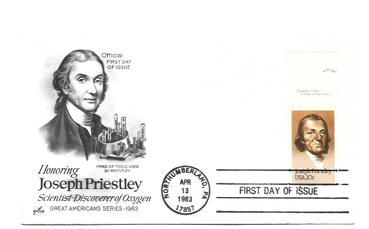 2038 Joseph Priestley, ArtCraft  copy right tab single, FDC - Image 1 of 1