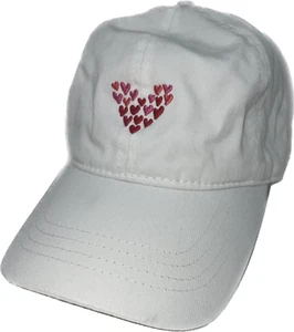 Ball Cap Hat Baseball Strap Back Pink Red White Heart Love Embroidered Fashion - Picture 1 of 7