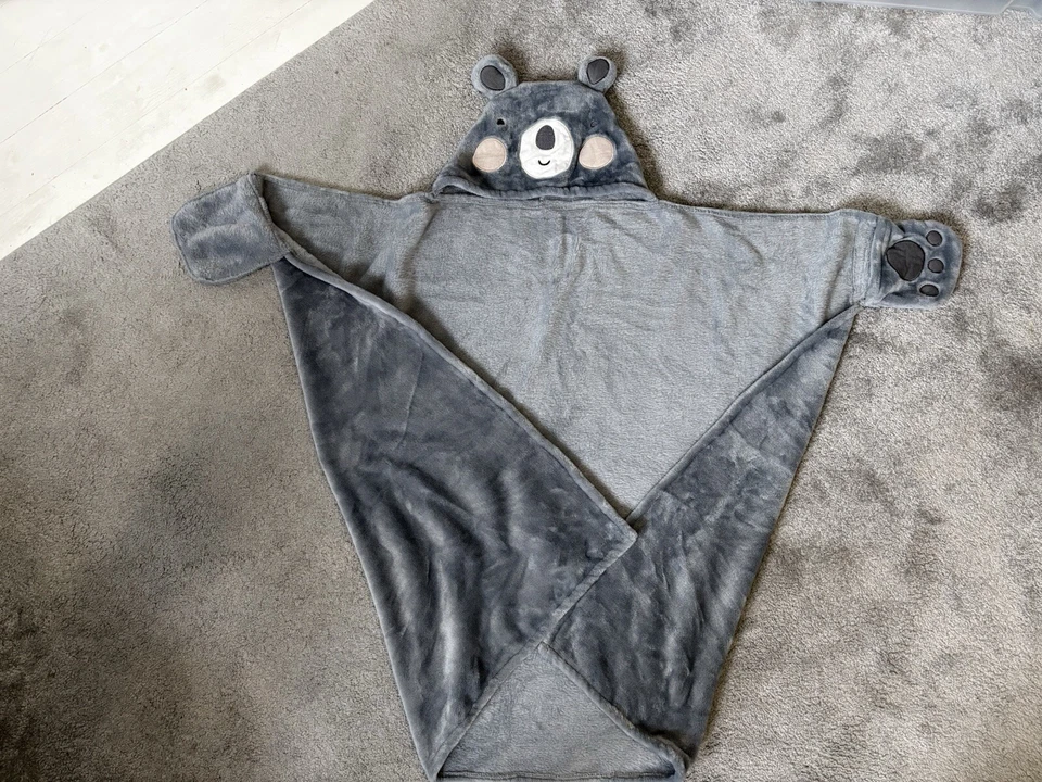 Kuscheldecke Plüschdecke Einschlagdecke Grau Bärenmotiv Kinder Winterdecke - Bild 1 von 1