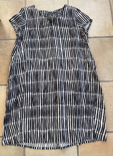 OFF WHITE Abito di lino Marimekko marrone scuro bianco sporco taglia 36