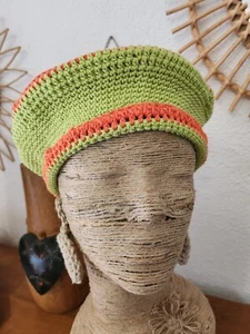 Bonnet Bob Chapeau crochet fait main modèle unique NEUF Vintage Bohème Hippie - Imagen 1 de 4