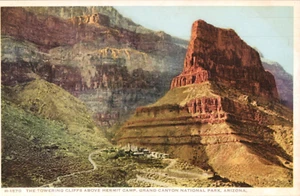 Towering Cliffs Above Hermit Camp Grand Canyon, AZ Fred Harvey Phostint Postcard - Picture 1 of 2