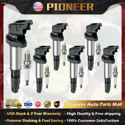 6XIgnition Coil+Spark Plug UF515 For BMW X3 X5 Z4 328 330 335 525 528 325Ci 530i Foto 1 de 4