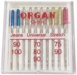 SEWING MACHINE NEEDLES JEANS, UNIVERSAL & STRETCH ORGAN,COMBI,SINGER,JANOME - Picture 1 of 1