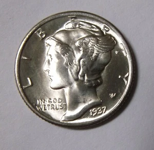 1937  Mercury Dime BU High Grade - Picture 1 of 3