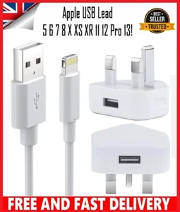 Fast USB CE Charger Plug & Data Cable For Apple iPhone 5 6 7 8 X XR 11 12 13 SE - Picture 1 of 13