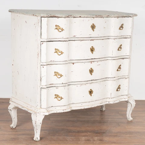 Large Oak White Painted Chest of Four Drawers, Denmark 1780-1800 Cover