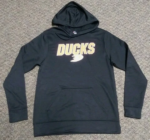 NEW Majestic NHL Anaheim Ducks Black Hoodie Mens Size S Cover