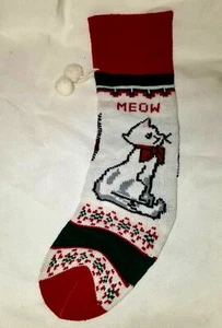CUTE KITTEN CAT MEOW Christmas Stocking 20” Holiday Kitty Cat - Picture 1 of 4