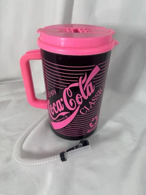 Taza con pajita vintage Coca Cola rosa caliente negra térmica fría 32 OZ Foto 1 de 3