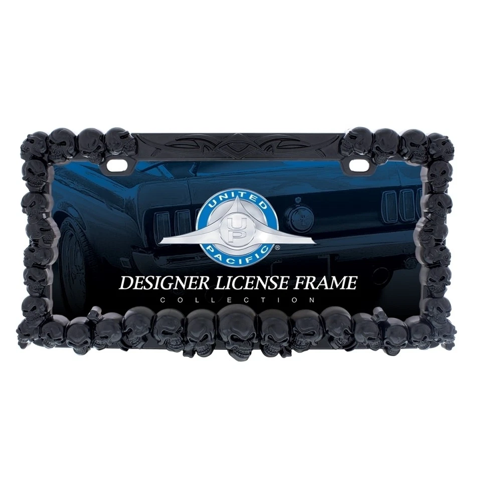Black Skull License Plate Frame Full Size for Trucks Cars RV Semi - Image 1 of 1