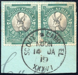 South Africa 1936 SCOUT CAMP EL (East London), temporary postmark on ½d SG.54 - Picture 1 of 1