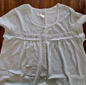 Vintage Secret Treasures Nightgown 2X Green Floral Shabby Chic Cottage Grandma  - Picture 1 of 14