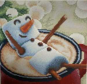 Diamond Art Hot Chocolate Marshmallow Snowman Diamond Painting New 12”x12” - Picture 1 of 4