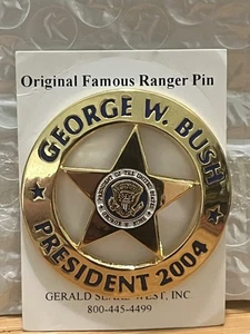 Original GEORGE BUSH 2004 TEXAS RANGER 24K GOLD PLATED LAPEL PIN Mint Condition! - Picture 1 of 3
