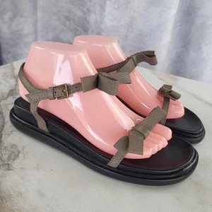 $800 Marni Ankle Strap Bow Wedge Sandals Women's Size 39 Gray/Black - Picture 1 of 15