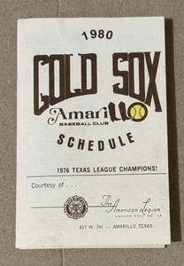 Amarillo Gold Sox Vintage Defunct ‘80 Team Logo Baseball Pocket Schedule Class D - Picture 1 of 3