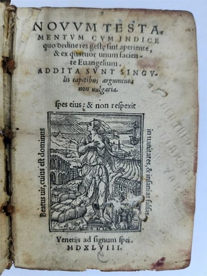 1548 BIBLE in LATIN NEW TESTAMENT antique RARE POCKET SIZE BIBLIA VELLUM BINDING - Image 1 of 4