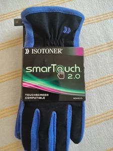 Women’s Isotoner Smart Touchscreen Gloves- Blue/Black M/L New - Picture 1 of 4