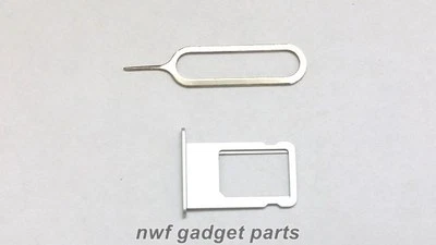 New "SILVER"  Sim Card Tray Holder + Pin Replacement for iPhone 6+ PLUS 5.5" US - Image 1 of 2